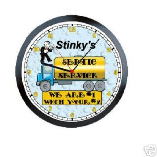 Stinkys Septic Service Truck Sign Wall Clock #712