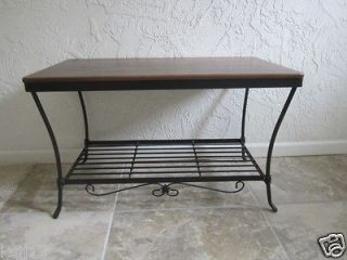 Longaberger Wrought Iron Foyer Bench Table Rich Brown Woodcrafts Top