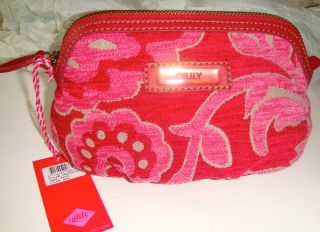 Oilily NWT Velvet Burnout Floral Pouch, Womens Cosmetic Bag