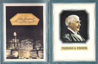 THOMAS EDISON 1932 John Hancock BIOGRAPHY BOOKLET