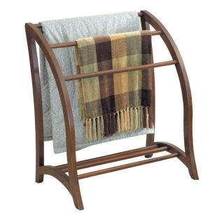   Vintage Style Wood Quilt Blanket Rack Walnut Finish Linen Organizer