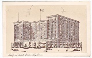 Mason City Iowa Hanford Hotel 1953 Art Postcard