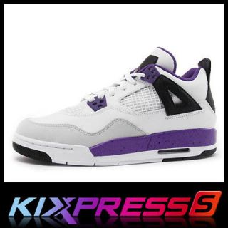 Nike Girls Air Jordan 4 Retro GS [487724 108] White/Purple Grey