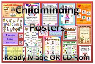 Childminding house POSTERS to impress OFSTED fire procedure fruit 