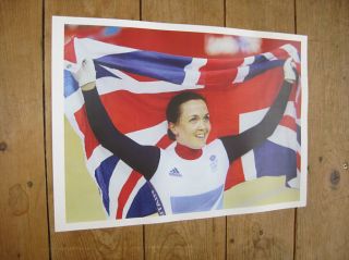 Victoria Pendleton Cycling British Olympic Flag POSTER