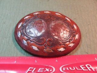   Hand Tooled Leather Indian Head/Buffalo Nickle Design Belt Buckle