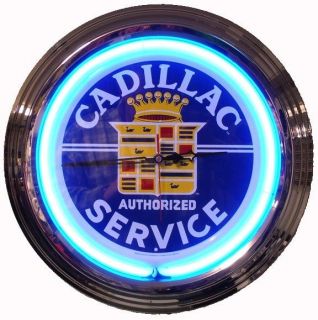 CADILLAC SERVICE CLASSIC SUPER SIZE 17 INCH NEON WALL CLOCK   FREE 