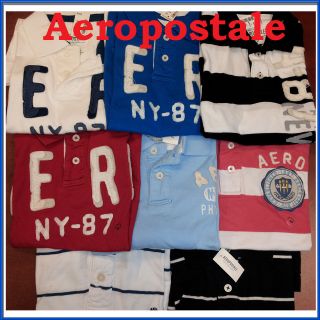 NWT MIXED WHOLESALE RESALE LOT AEROPOSTALE MENS GRAPHIC STRIPED POLO 