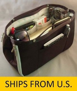   Handbag Tote Large Organizer Insert Black Gray Zippers Gift O BRIT BL