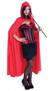 Ladies Long Red Cape with Hood Red Riding Hood or Halloween Fancy 