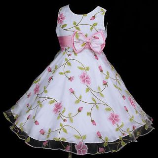 Pink White w081 Summer Holiday Halloween Party Flower Girls Dress 2 3y 