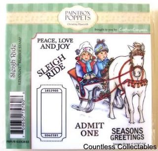   Ride Paintbox Poppets Christmas Card C. Haworth Cling Rubber Stamp