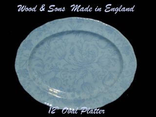 Wood & Sons Dinnerware~BLU​E DAMASK~ Oval Platter   New