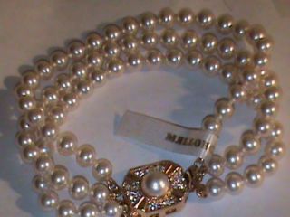 Sterling Silver Vermeil 3 Strand Majorca Pearl Bracelet with AAA+ 