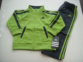 ADIDAS NWT Boy Jacket Pant Top Track Suit Green Gray Tricot 12 18 24 