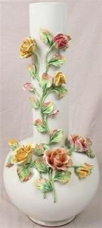 WOW VERY LARGE VINTAGE CAPO DI MONTE STYLE VASE ROSES