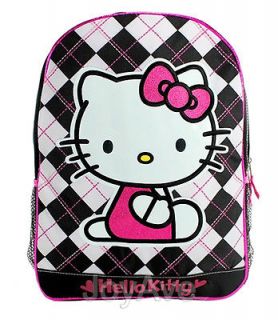   Sanrio Hello Kitty Checkered 16 Large Backpack Book School Bag