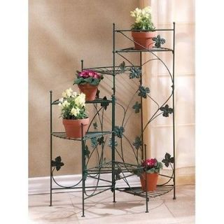 Cascading Ivy Spiral Staircase Plant Planter Stand Metal Shelf NEW