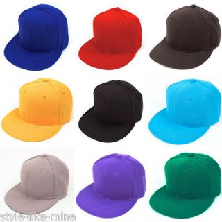   Baseball Hat Cap Plain Basic Blank Color Flat Bill Visor Ball Sport