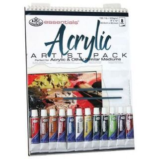 Artist Pack  15 pc Kit  12 ACRYLIC Paint Tubs, Paper Pad and 2 Brushes