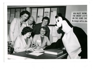 Hamms Beer Bear with WIBC Office Staff Old Photo 1950s Photograph
