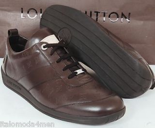 New Louis Vuitton Brown Leather LV Monogram Sneakers Shoes Men 11.5 US 