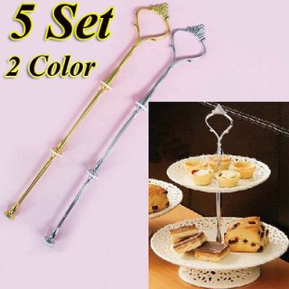 Set 3 Tier Cake Plate Stand Handle Fitting Silver Gold Wedding Party 