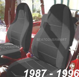 Jeep Wrangler 1987 1996 Neoprene Black Color Car Seat Cover Full Set 