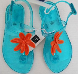 GAP Kids Girls Aqua & Orange Jellies Sandals Sizes 13, 2, 4