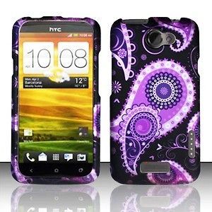 PURPLE SPIRALS Protector Hard Snap On Cover Case for HTC ONEX One X