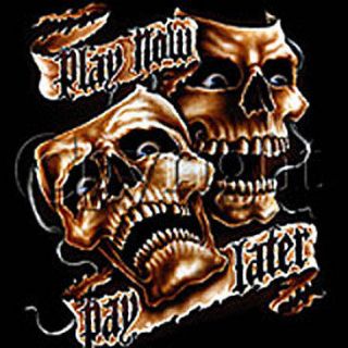 Skull T Shirt Play Now Pay Later T Shirt Skulls Tee Large Black