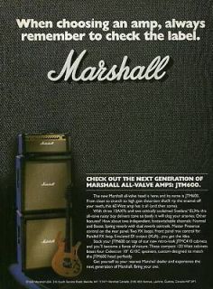 JIM MARSHALL JTM600 ALL VALVE GUITAR AMPS 1996 AD 8X11 AMPLIFIER 