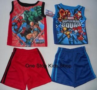   HERO Toddler Boys 2T 3T 4T Set OUTFIT Shirt Shorts HULK Spiderman