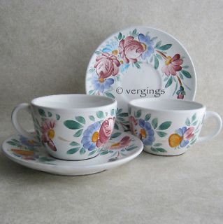 Varoslodi Majolica Hungary Cups and Saucers Shabby Floral Chic 