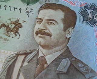 SADDAM HUSSEIN BANKNOTE Authentic Mint 1986 Iraq 25 Dinar MILITARY 