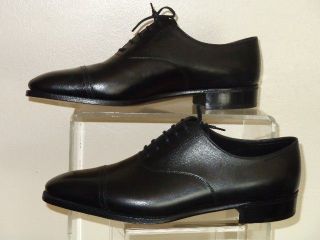 John Lobb Philip II Black Calf Leather Cap Toe Oxford Shoe Shoes 