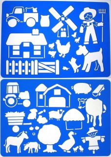 Farm Animals Horse Pony Dog Duck Cottage Pig Cat Sheep Drawing 