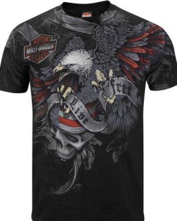 Harley Davidso​n Mens Live Free Eagle Oversize Print Black Biker T 