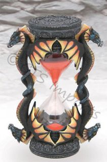 Orange & Yellow Double Dragon Sand Timer Collectable Fantasy Hourglass