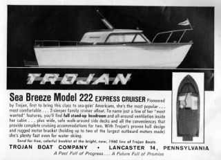 1960 Trojan Sea Breeze 222 Express Cruiser Original Boat Ad