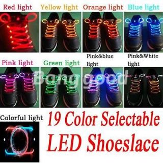 Mode Cool Muti color LED Light Up Shoe Shoelaces Shoestring Flash 