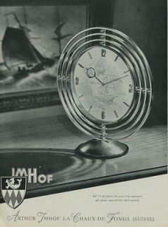 1949 Imhof Clock Company Vintage 1949 Swiss Ad Switzerland Suisse 