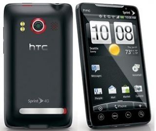 HTC EVO 4G Black Sprint 8MP Cam 4.3 Touch Screen Bluetooth Android 