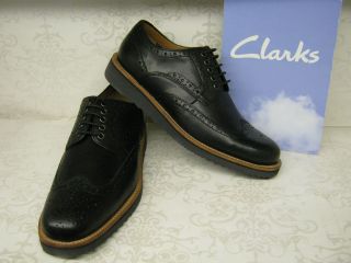 Clarks Freely Burst Black Leather Smart Lace Up Brogue Shoes