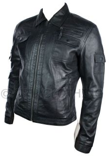 Mens Urban Vintage Short Saints Style Retro Leather Jacket Black 