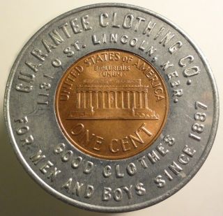 Encased Coin Guarantee Clothing Lincoln Nebraska 1963 D Lincoln Red 