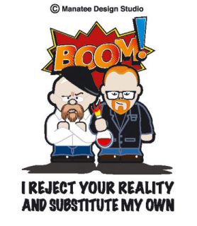 MYTHBUSTERS CARTOON T SHIRT. ALL COLOUR & SIZES. (GEEK, MYTH BUSTERS)