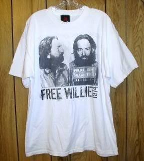 Willie Nelson T Shirt Free Willie 1974 Reproduction