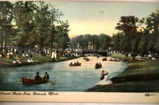 1908 CANOE BOATS ON BELLE ISLE PARK CANAL   Detroit Michigan MI 