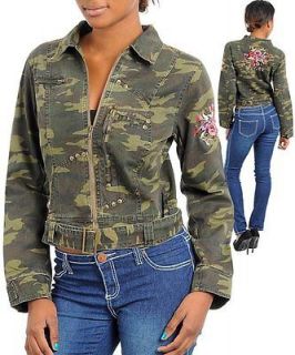 Green Camouflage,Cam​o Cotton Jacket with Embroidery